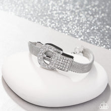 Load image into Gallery viewer, Boldly Buckled - White Paparazzi Accessories
