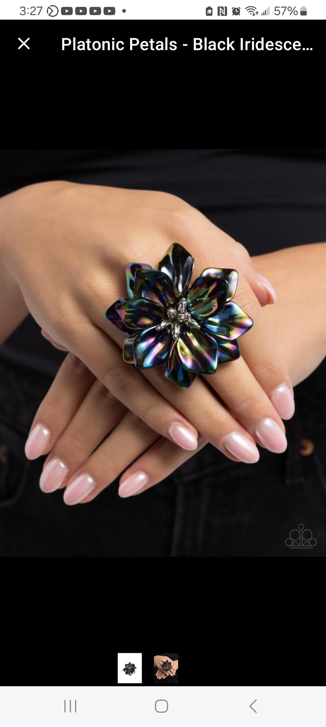 Platonic Petals Black Ring Paparazzi Accessories