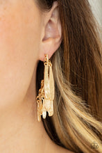 Load image into Gallery viewer, Pursuing The Plumes - Gold Paparazzi Accessories
